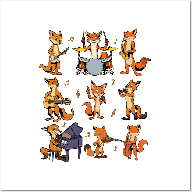 Cartoon Fox Big Band Wall Art by Modern Medieval Design